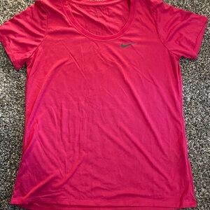 Nike Women's Bright Pink Scoop Neck Dri-FIT Tee